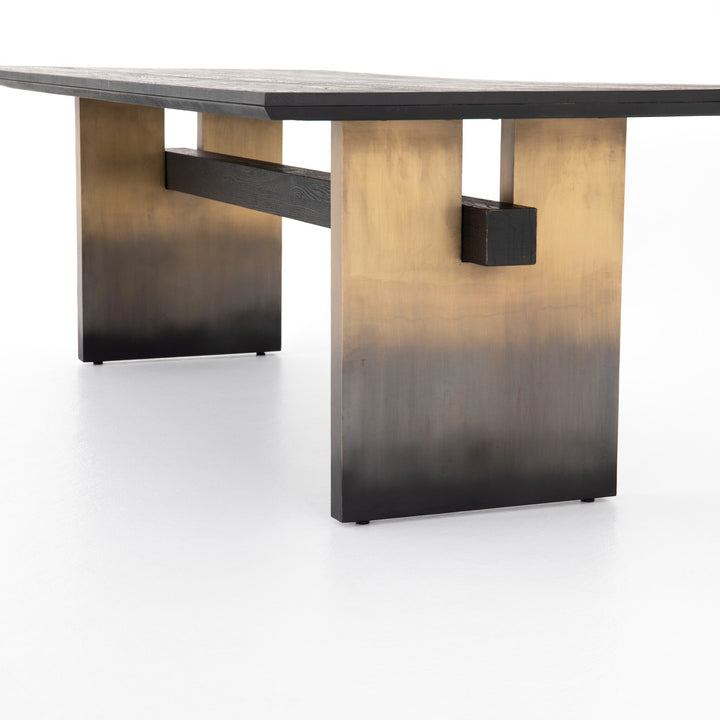 BRENNAN OMBRE ANTIQUE BRASS TRESTLE DINING TABLE