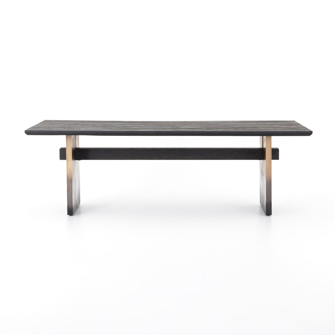 BRENNAN OMBRE ANTIQUE BRASS TRESTLE DINING TABLE