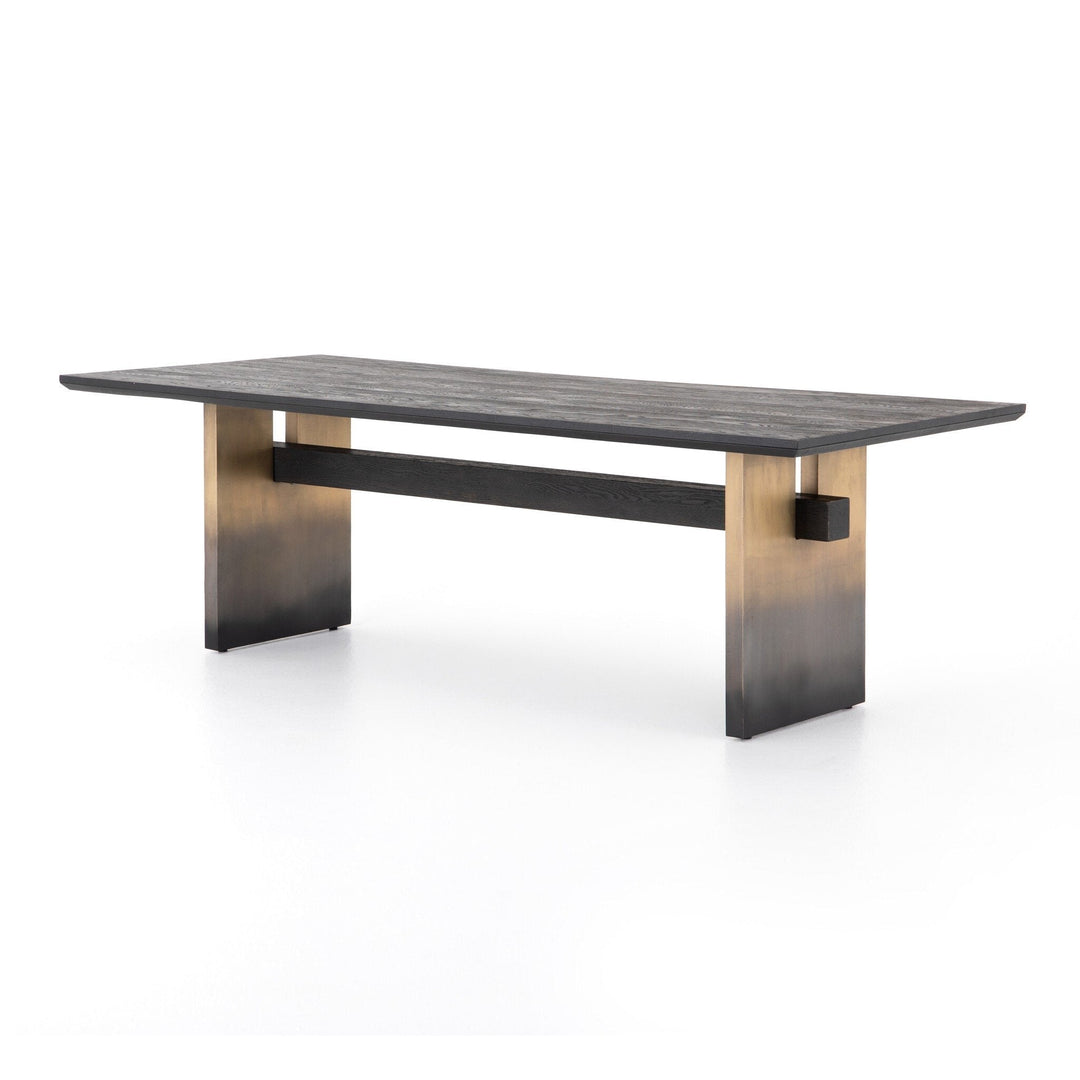 BRENNAN OMBRE ANTIQUE BRASS TRESTLE DINING TABLE