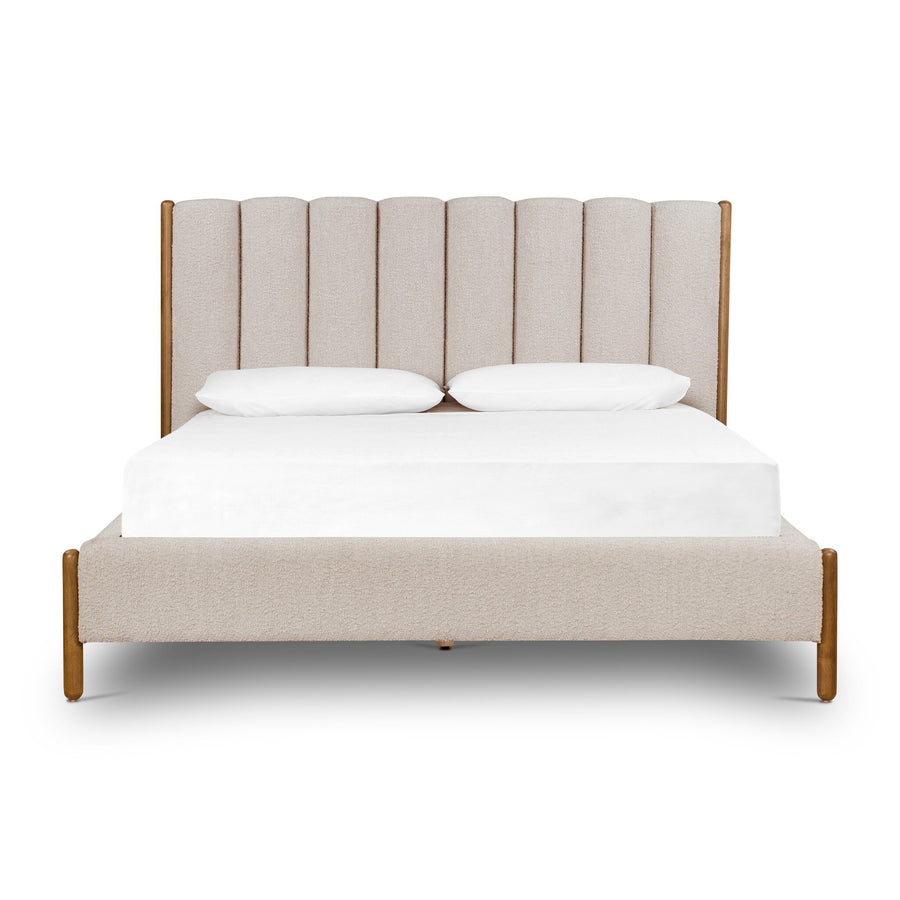 EMMA SAND BOUCLE UPHOLSTERED PLATFORM BED