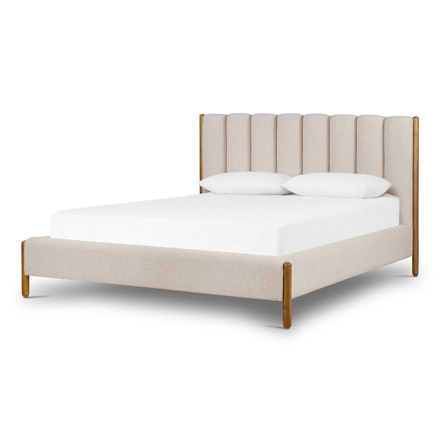 EMMA SAND BOUCLE UPHOLSTERED PLATFORM BED