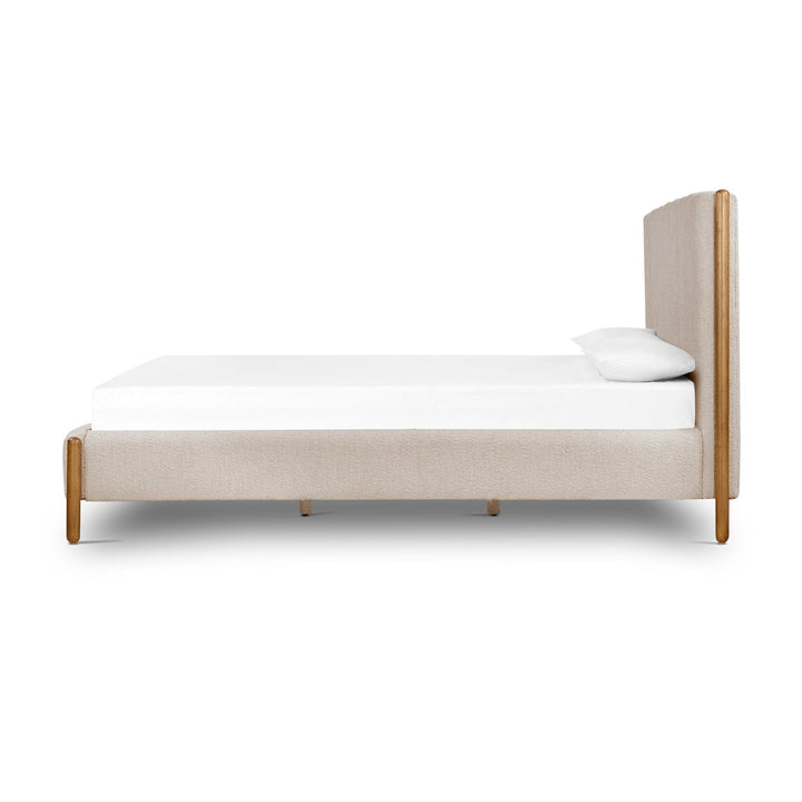 EMMA SAND BOUCLE UPHOLSTERED PLATFORM BED