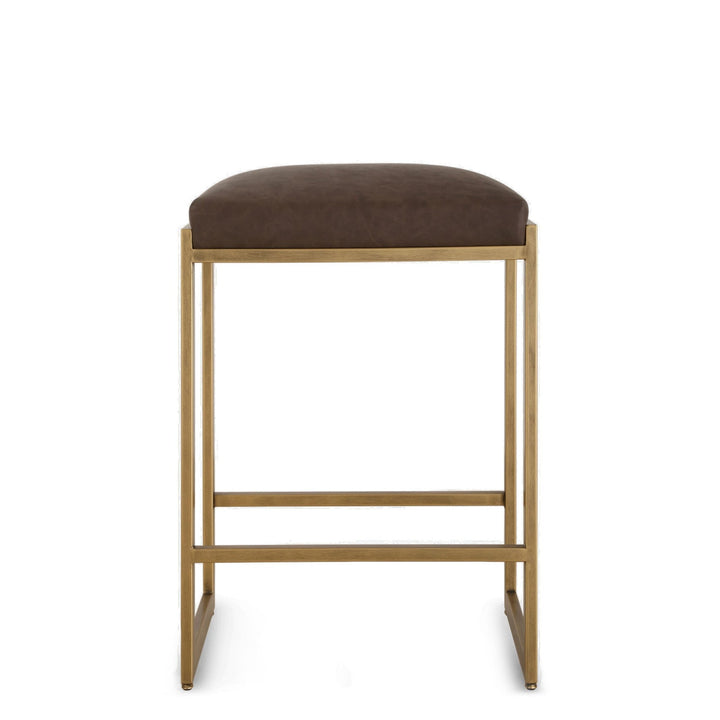 ATTICUS COUNTER STOOL: COCOA, BRASS