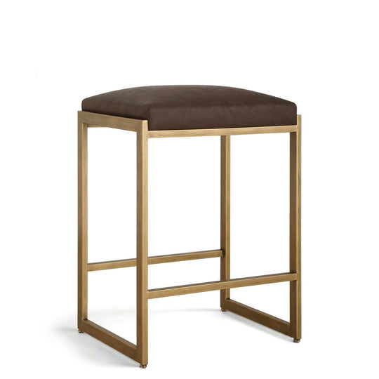 ATTICUS COUNTER STOOL: COCOA, BRASS