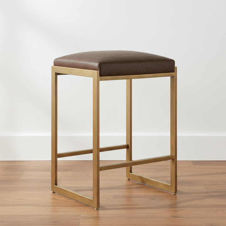 ATTICUS COUNTER STOOL: COCOA, BRASS