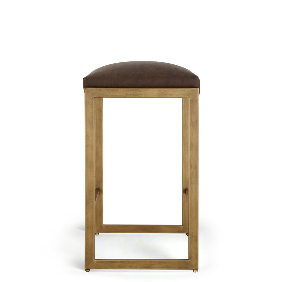 ATTICUS COUNTER STOOL: COCOA, BRASS