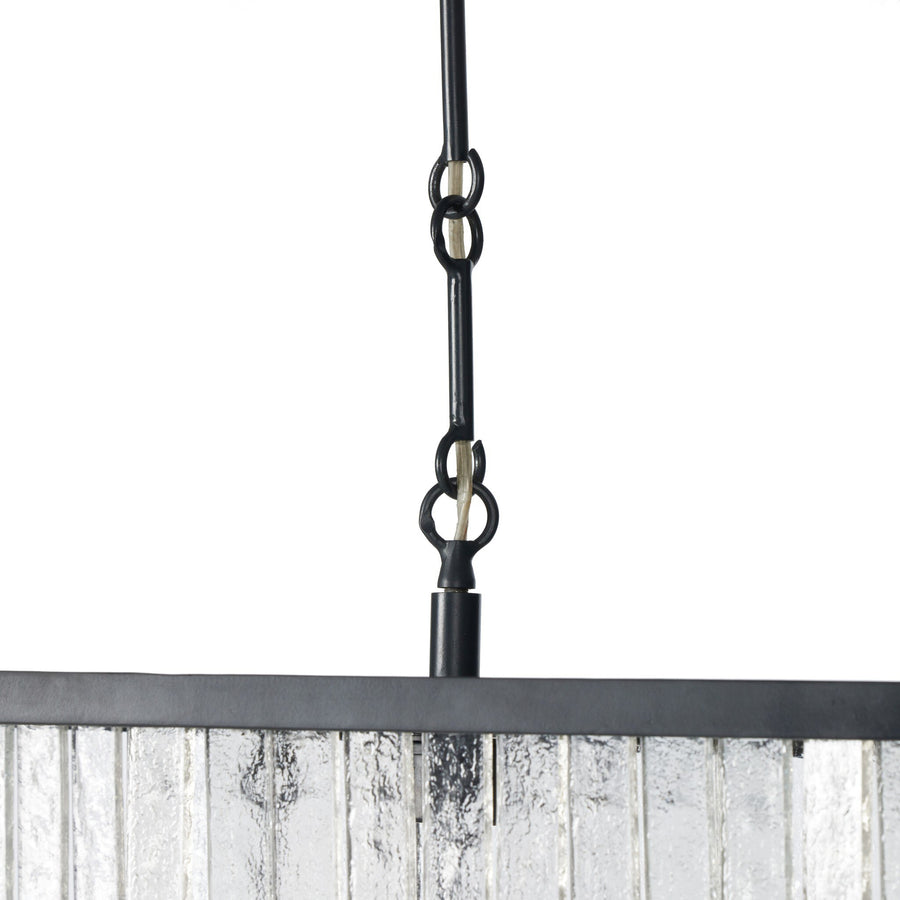 MEREDITH ANTIQUE IRON + GLASS LINEAR CHANDELIER