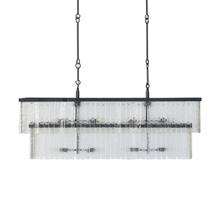 MEREDITH ANTIQUE IRON + GLASS LINEAR CHANDELIER