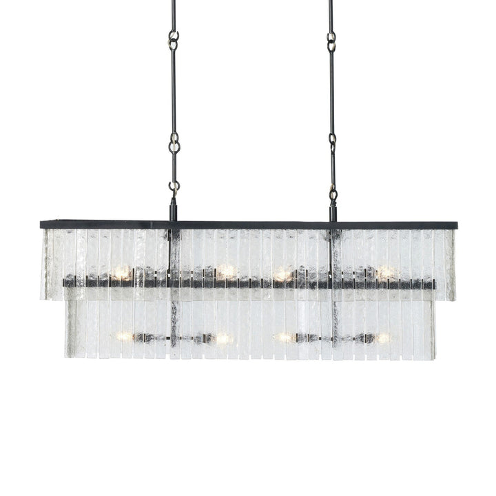 MEREDITH ANTIQUE IRON + GLASS LINEAR CHANDELIER