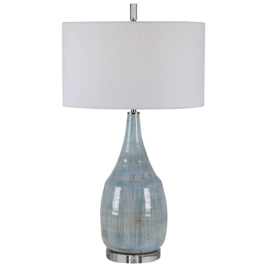 AQUA CRACKLE GLAZE CERAMIC TABLE LAMP