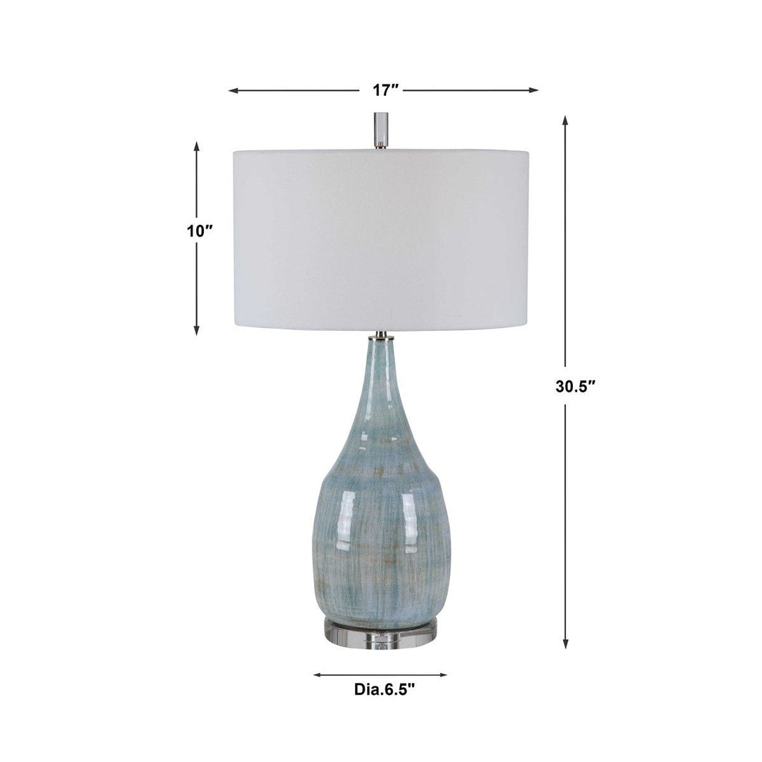 AQUA CRACKLE GLAZE CERAMIC TABLE LAMP