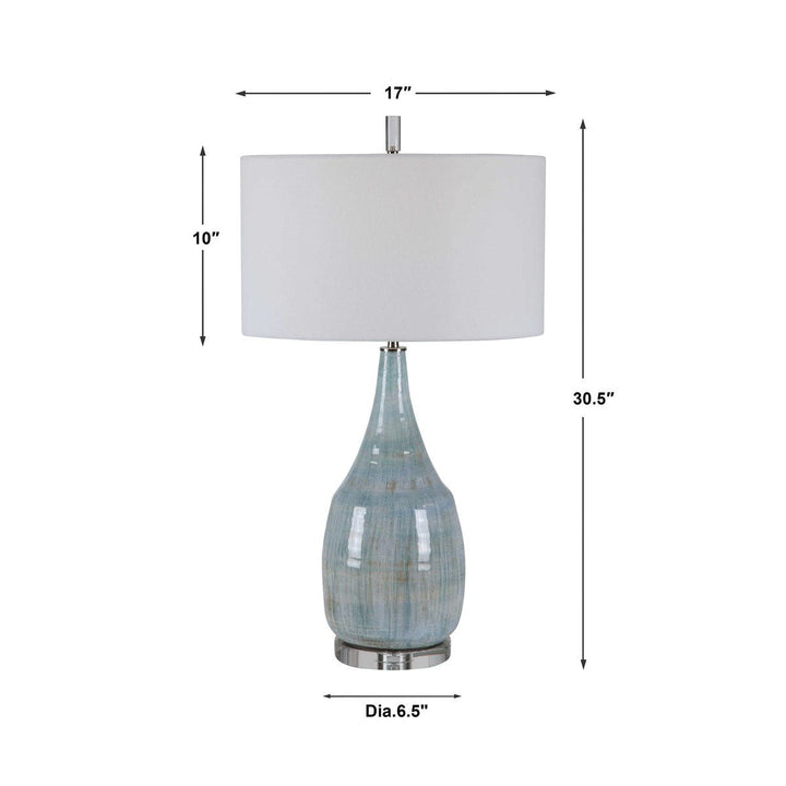 AQUA CRACKLE GLAZE CERAMIC TABLE LAMP