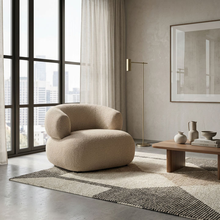 SANTA CRUZ CAMEL BOUCLE ARMCHAIR