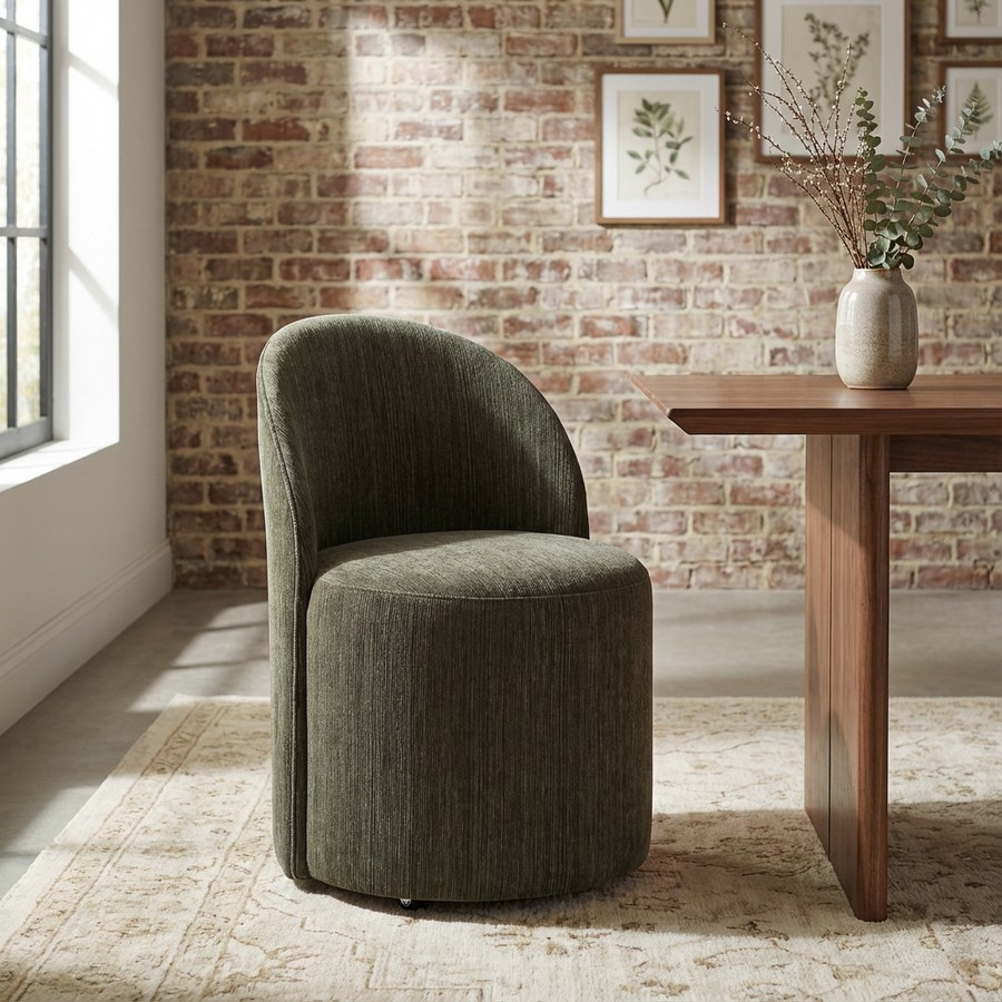 ROLL WITH IT DINING CHAIR: HERB GREEN CHENILLE