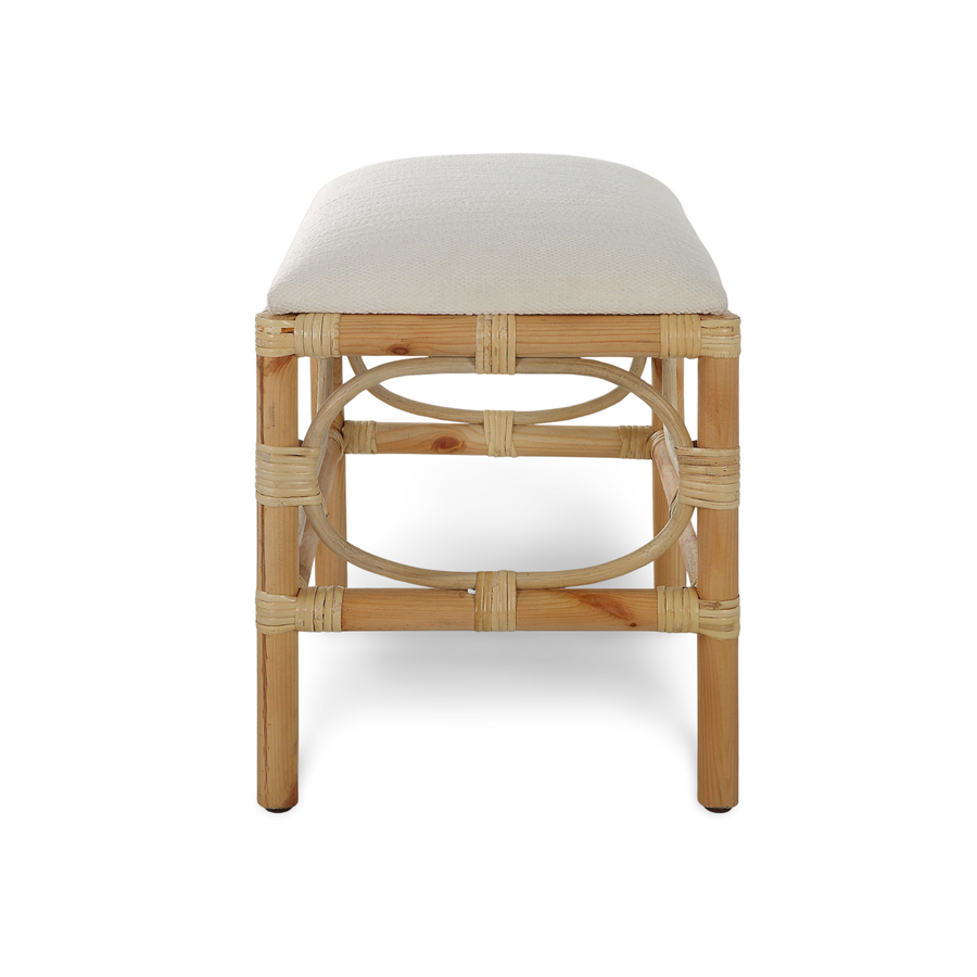 ASHORE RATTAN WRAPPED SMALL BENCH: WHITEAccent FurnitureBeigeUT23668