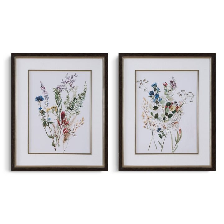 "DELICATE FLOWERS" GLASS FRAMED PRINTS | SET OF 2