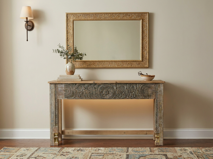 ALBA CARVED WOOD CONSOLE TABLE