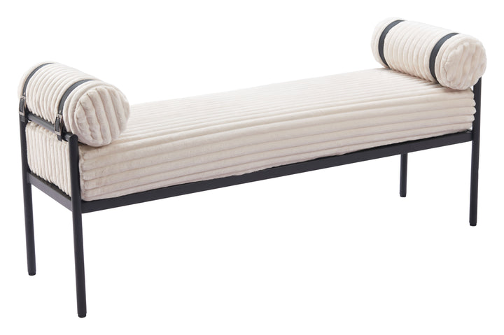 BARLOW BENCH: CREAM VELVETEEN CORDUROY
