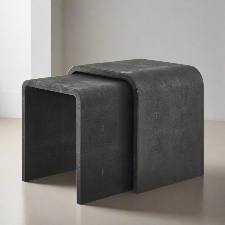 INTERPOSE SHAGREEN NESTING SIDE TABLES