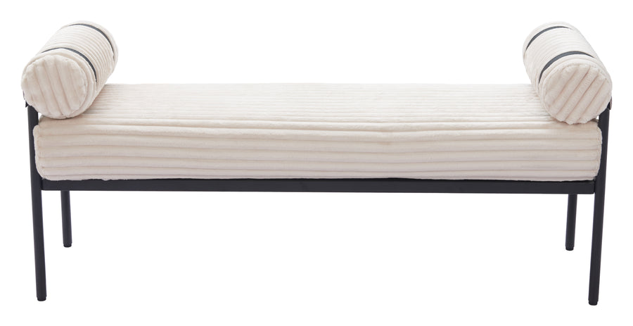 BARLOW BENCH: CREAM VELVETEEN CORDUROY