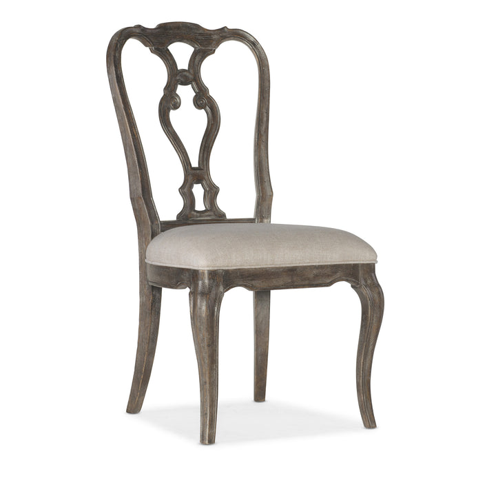 TRADITIONS WOOD BACK SIDE CHAIR -  BEIGE - FRONT VIEW