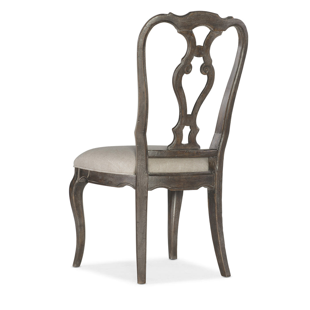 TRADITIONS WOOD BACK SIDE CHAIR -  BEIGE - BACK VIEW