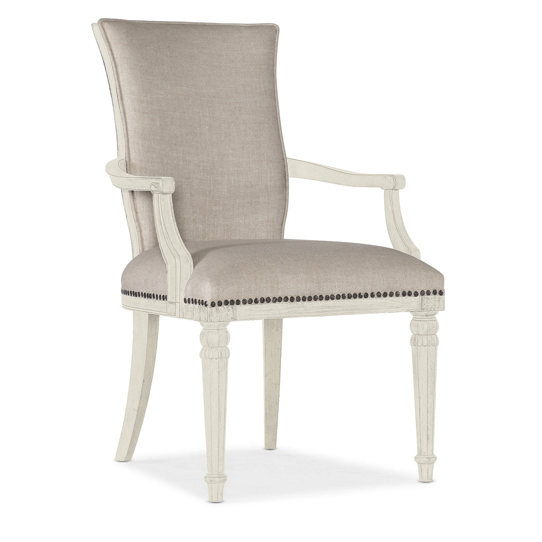 TRADITIONS UPHOLSTERED ARM CHAIR - WHITE - FORNT VIEW