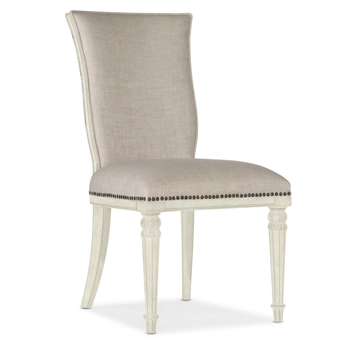 TRADITIONS UPHOLSTERED SIDE CHAIR - WHITE - FORNT VIEW