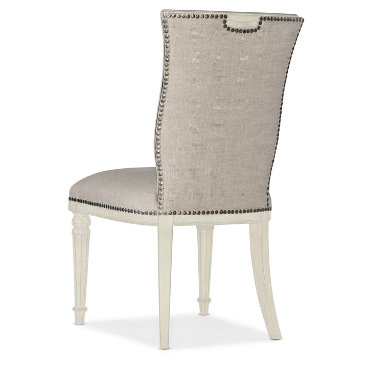 TRADITIONS UPHOLSTERED SIDE CHAIR - WHITE - SIDE VIEW