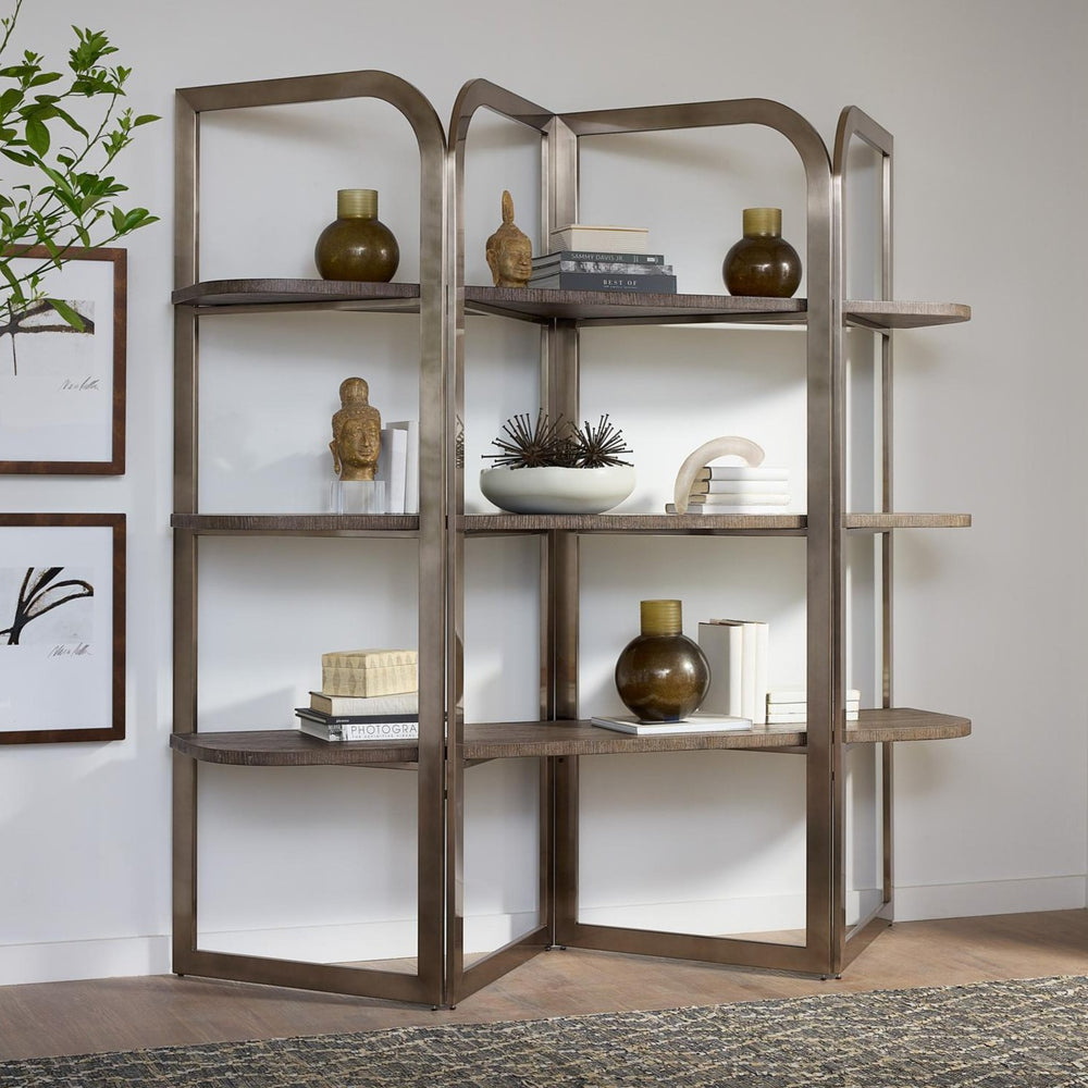 MODERN MOOD METAL FRAME ETAGERE - DARK BROWN - FRONT VIEW