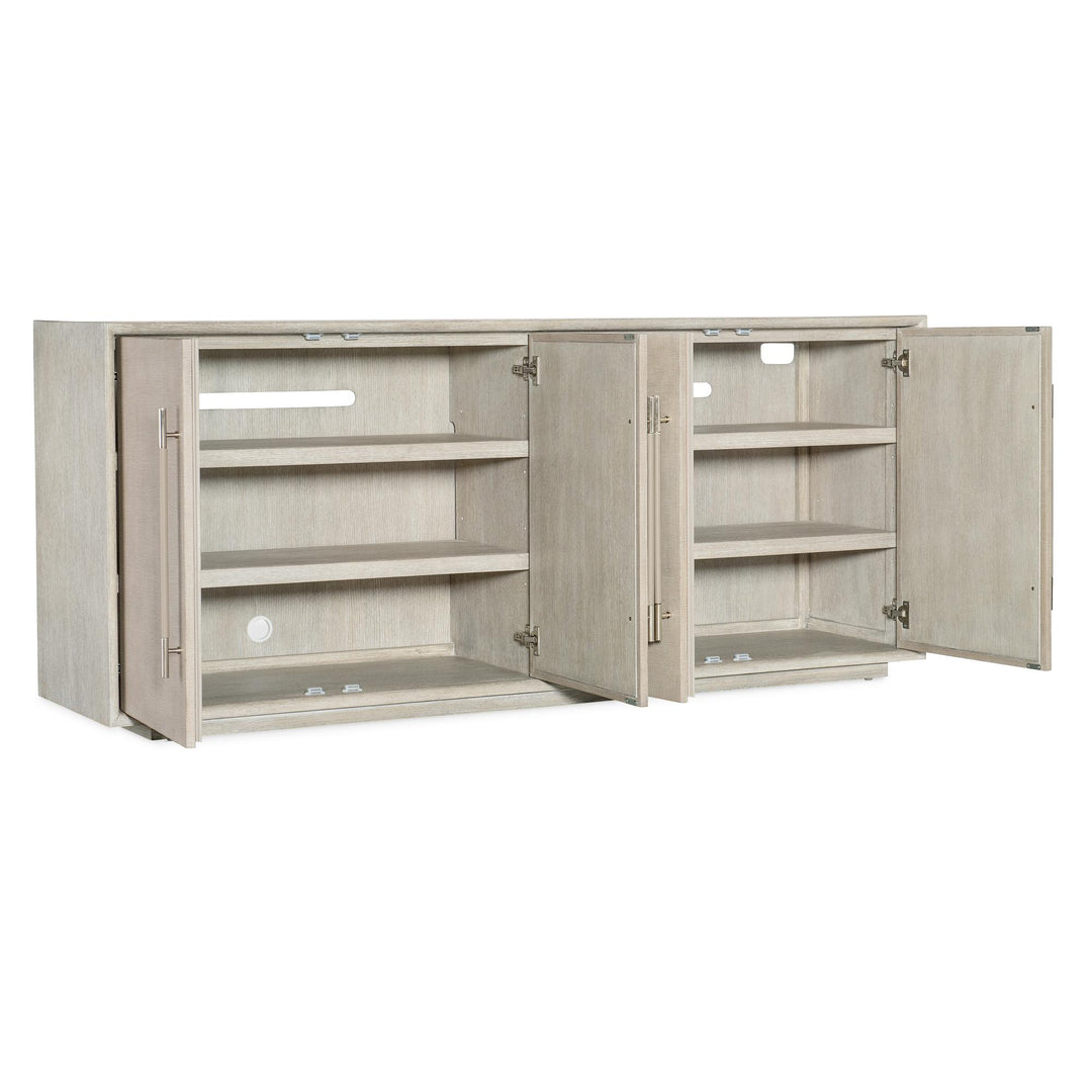 MODERN MOOD RAFFIA MEDIA CREDENZA - LIGHT OAK - FRONT VIEW