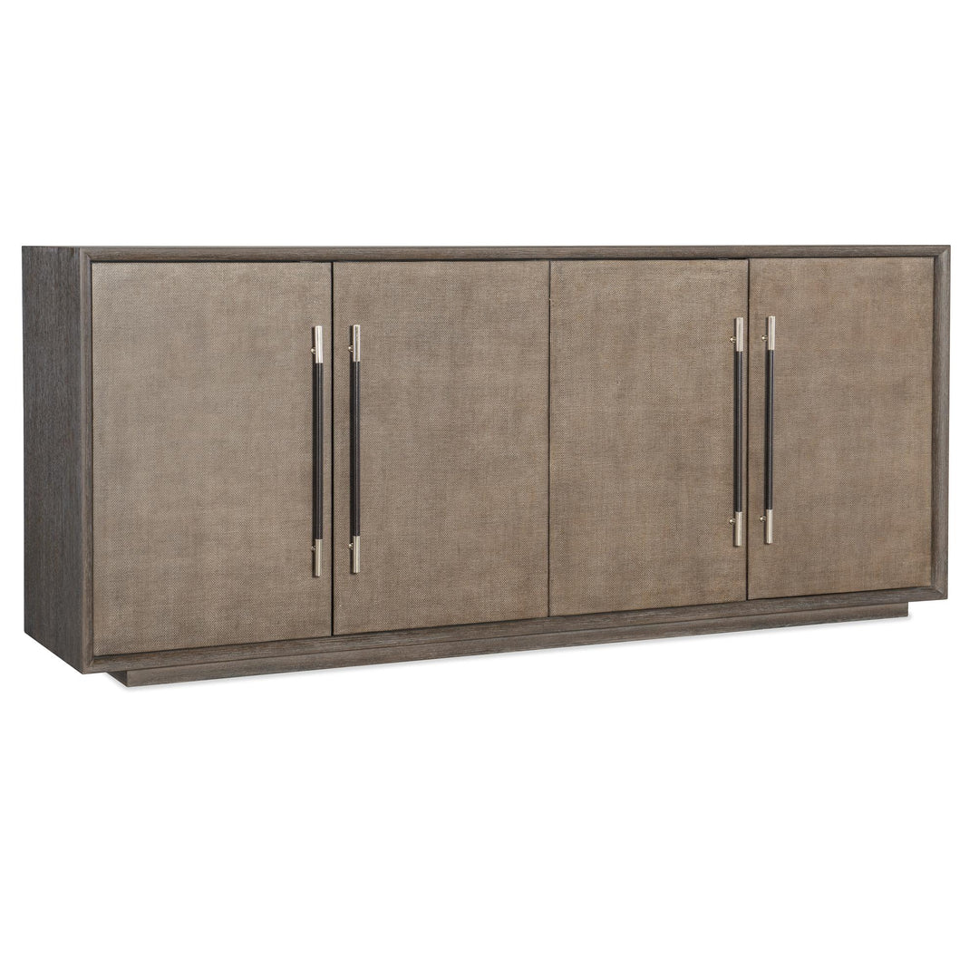 MODERN MOOD RAFFIA MEDIA CREDENZA - DARK BROWN - FRONT VIEW