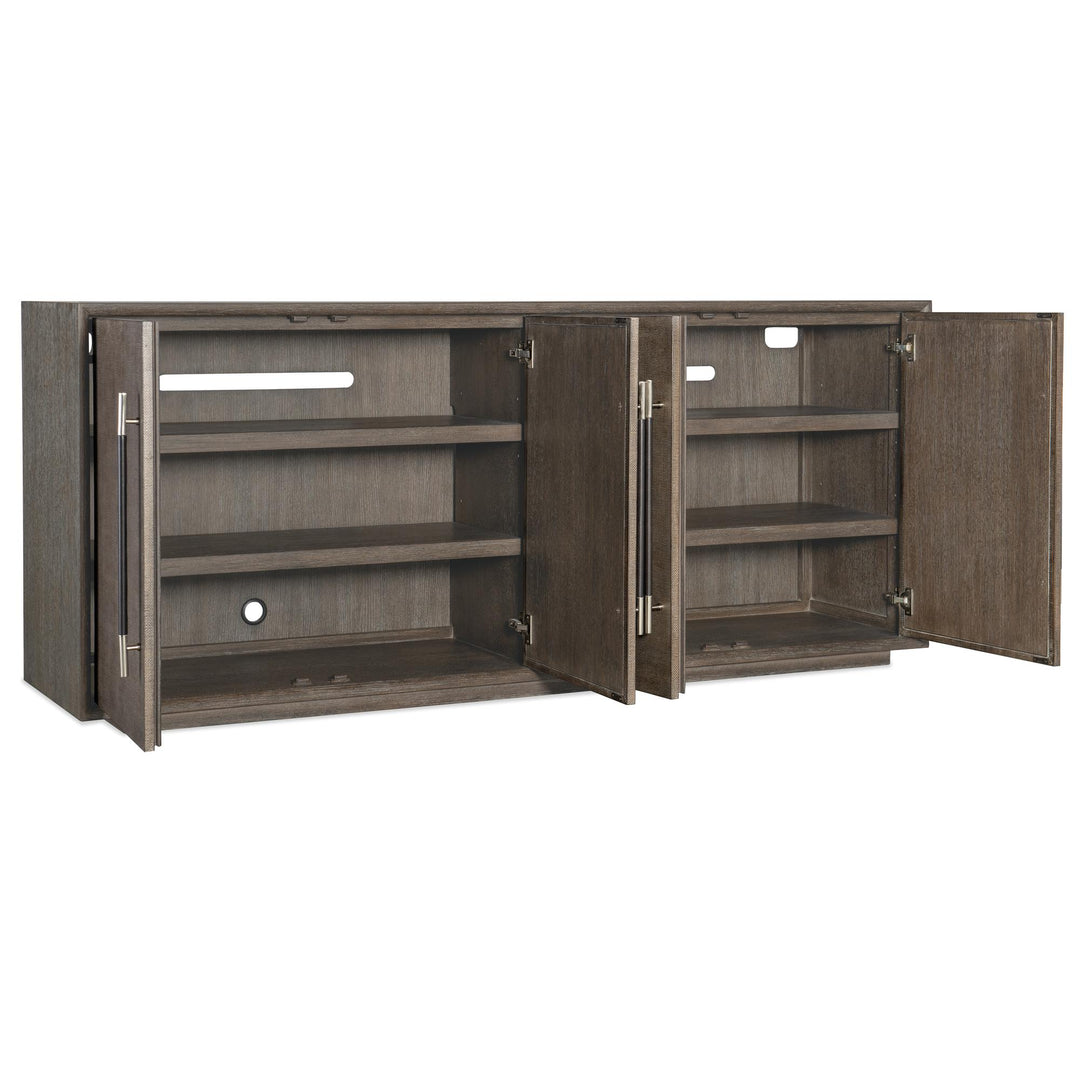 MODERN MOOD RAFFIA MEDIA CREDENZA - DARK BROWN - FRONT VIEW