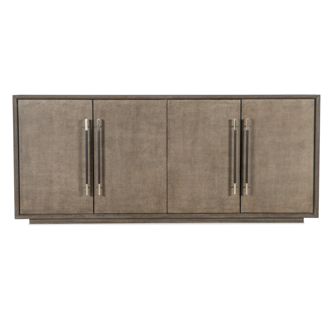 MODERN MOOD RAFFIA MEDIA CREDENZA - DARK BROWN - FRONT VIEW