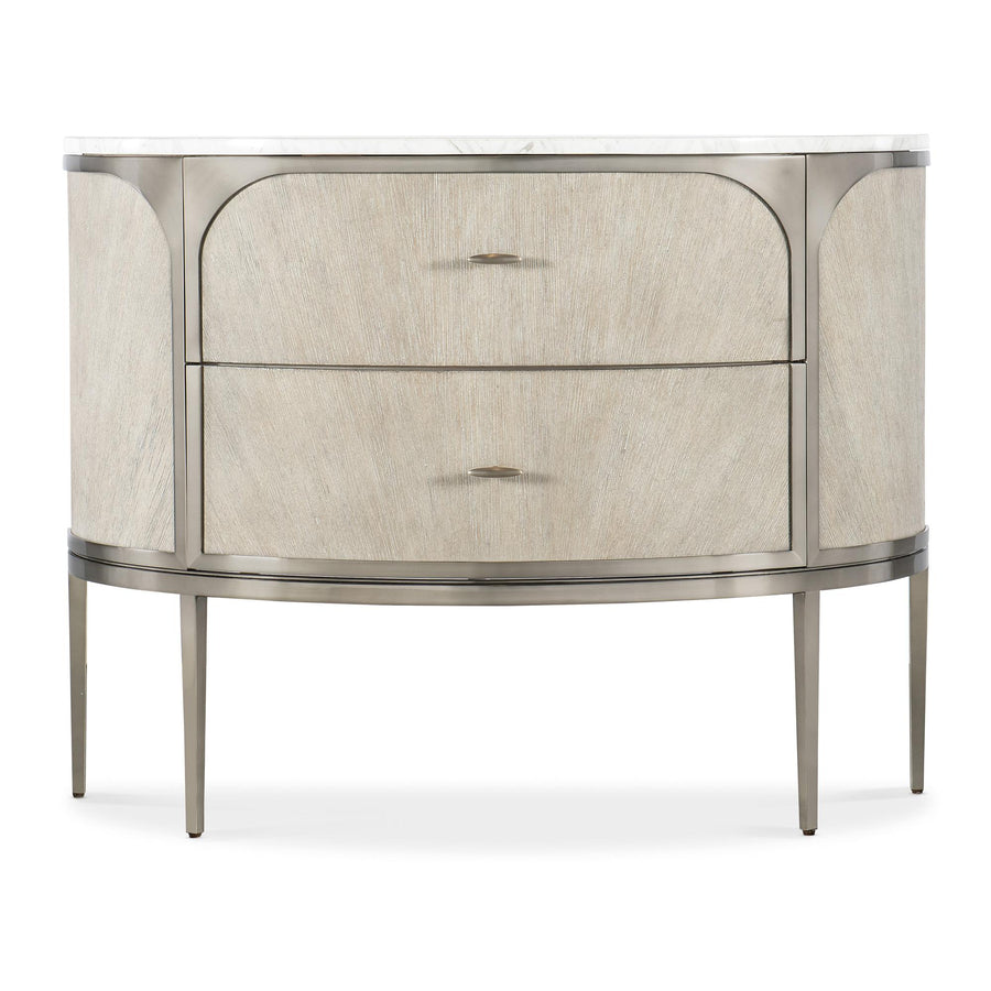 MODERN MOOD MARBLE TOP DEMILUNE CHEST - LIGHT OAK - FRONT VIEW