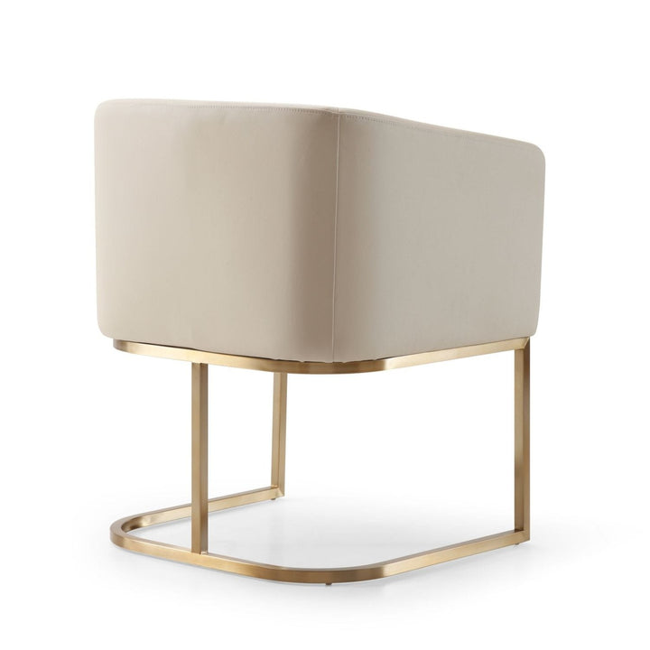 YUKON BEIGE LEATHERETTE & BRASS DINING CHAIR