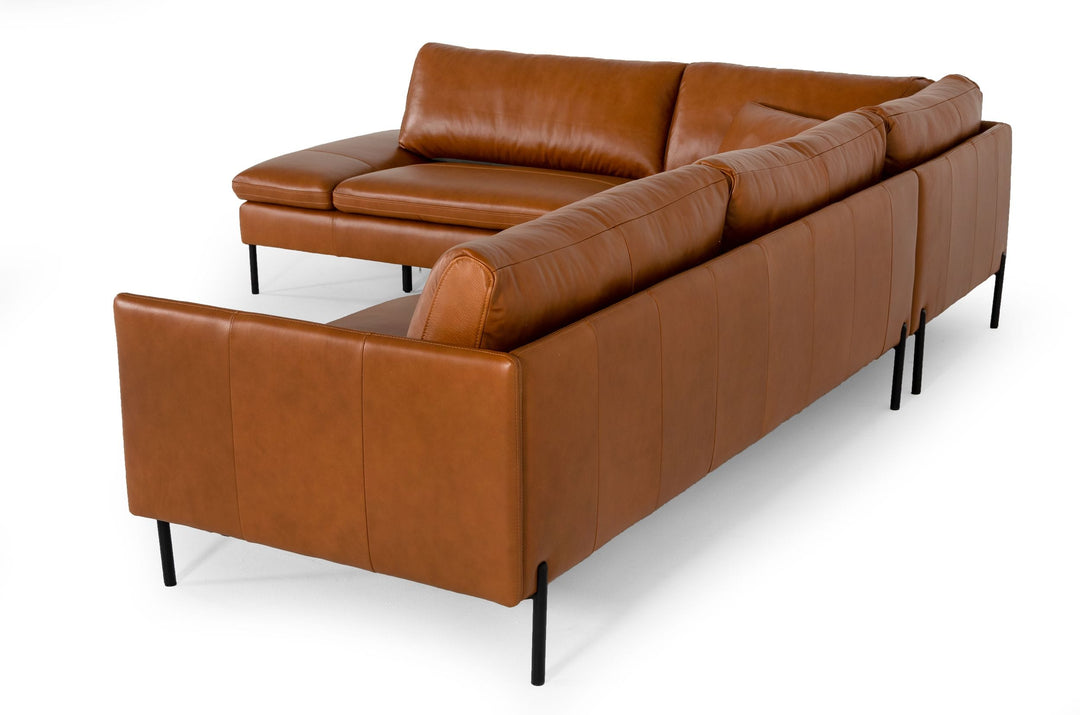 SHERRY COGNAC LEATHER SECTIONAL