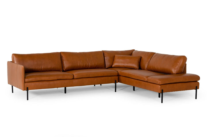 Brown fabric sofa with a modern design, featuring plush cushions and wide armrests.