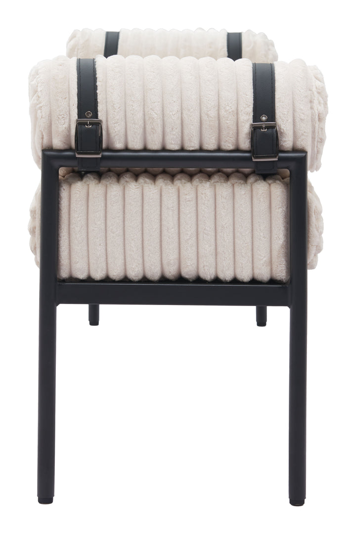 BARLOW BENCH: CREAM VELVETEEN CORDUROY