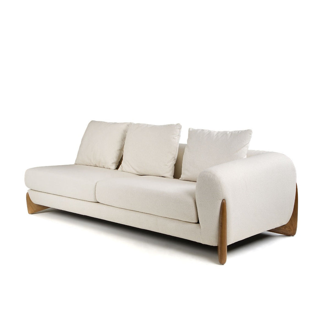 FLEURY CREAM FABRIC + WALNUT SECTIONAL SOFA