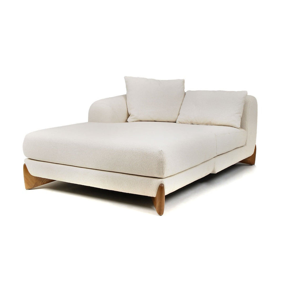 FLEURY CREAM FABRIC + WALNUT SECTIONAL SOFA