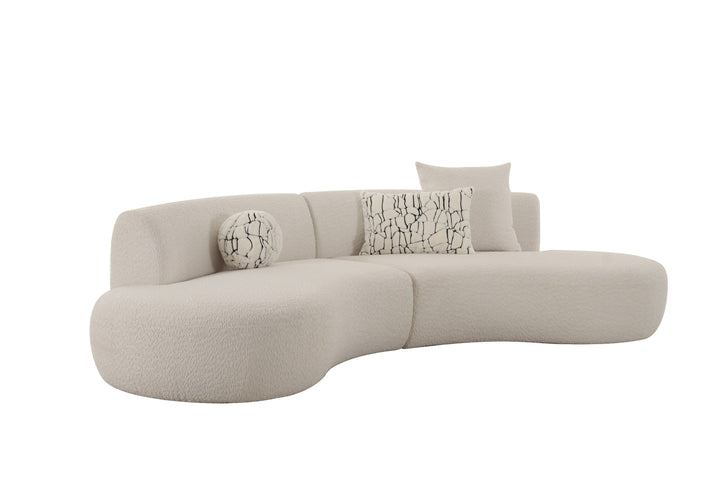 WELDON - MODERN OFF-WHITE FABRIC CURVED SECTIONAL