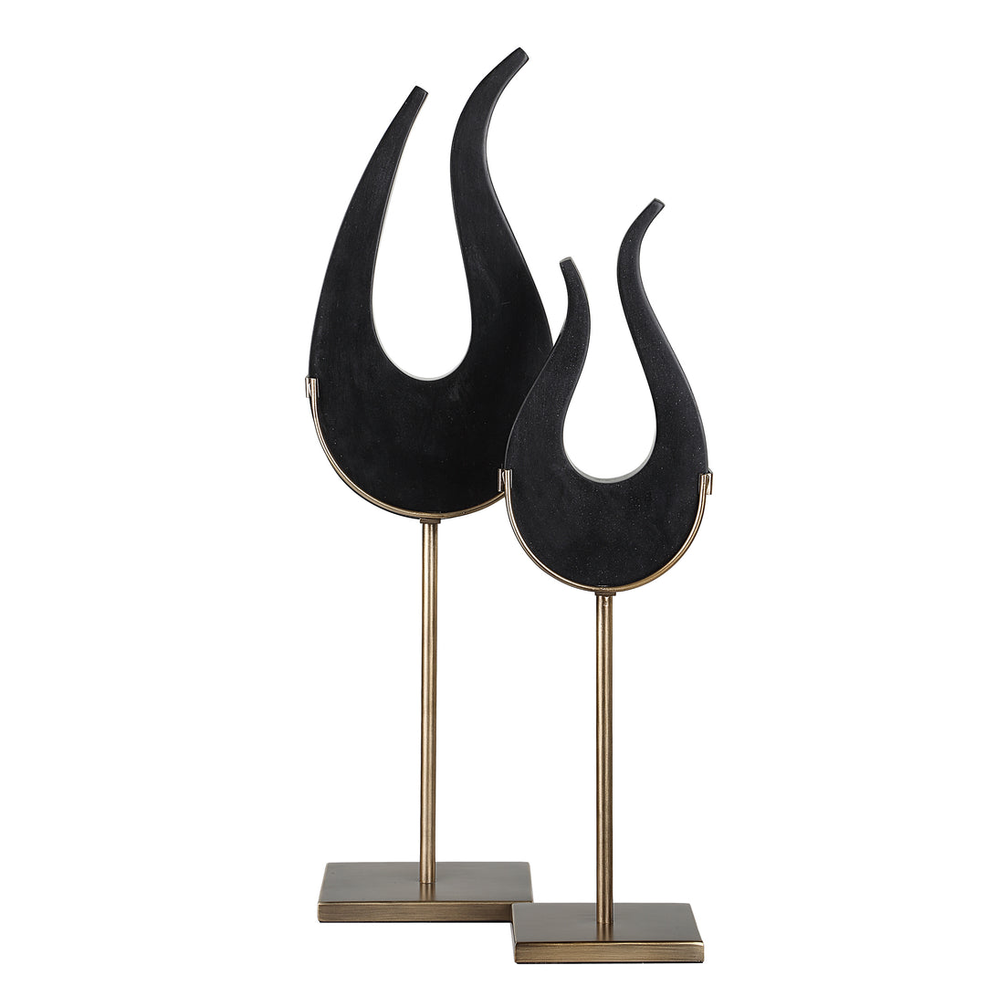 BLACK FLAME SCULPTURES | SET OF 2