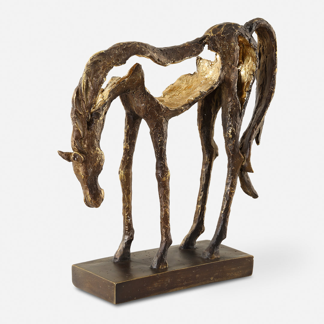 OPENLY GRAZING HORSE SCULPTURE