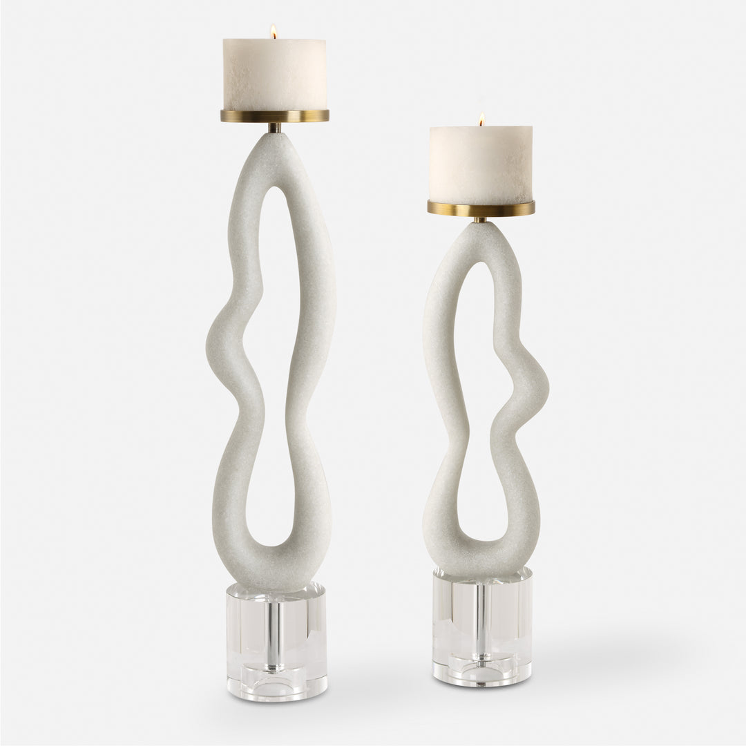 FEAMELO IVORY STONE CANDLEHOLDERS | SET OF 2