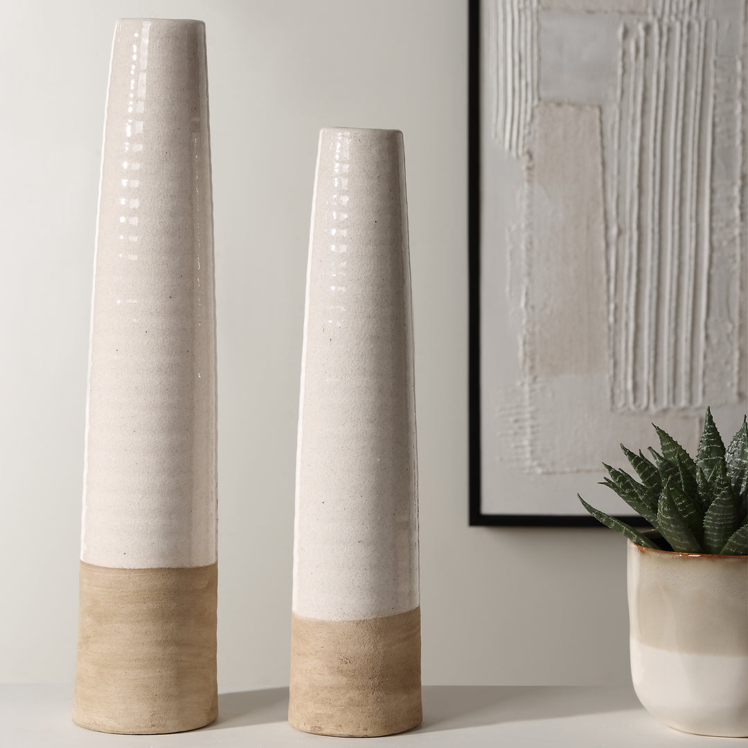 IVORY SANDS CERAMIC VASES | SET OF 2