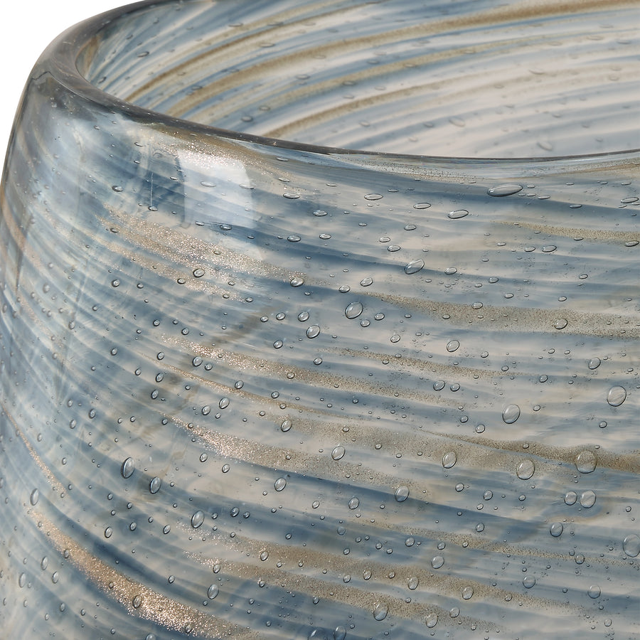 AURORA BLUE SWIRL GLASS VASES | SET OF 2