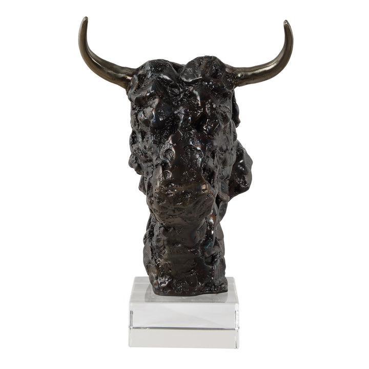 BISON BUST BRONZE SCULPTURE