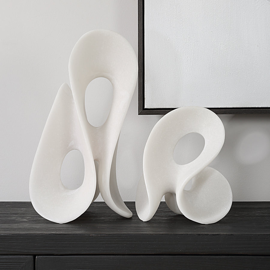 SILENT WAVE WHITE SCULPTURES SET/2