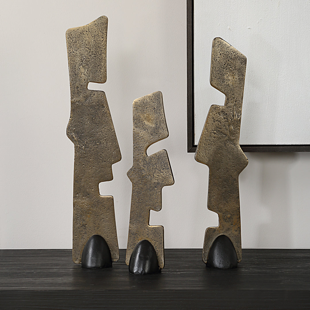 GEOMETRIC ECHOES BRONZE SCULPTURES | SET OF 3